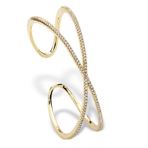 PalmBeach Jewelry 1.95 TCW Micro-Pave Cubic Zirconia Crisscross Cuff Bracelet 14k Gold-Plated