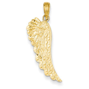 14K Yellow Gold Angel Wing Pendant - Measures 10x20mm