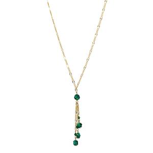 Green Swarovski Elements and Gold Plated Sterling Silver Chain Necklace