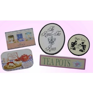 The Queen's Treasures Tea Room Signs For 18” Doll Shop