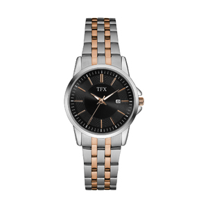 TFX by Bulova Ladies Two-Tone Stainless Steel Watch Black Dial