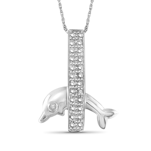 JewelonFire White Diamond Accent Sterling Silver Fish Pendant