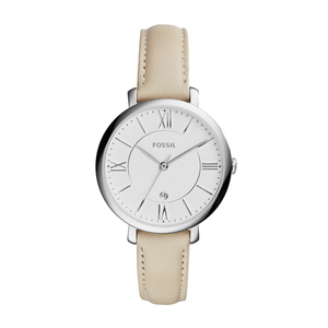 Ladies Jacqueline Beige Leather Strap Watch White Dial
