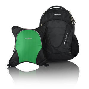 Obersee Oslo Diaper Bag Backpack with Detachable Cooler, Black/Green