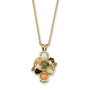 PalmBeach Jewelry 1/4 TCW Genuine Multi-Gemstone & Crystal Accent Necklace in Gold Tone 18"