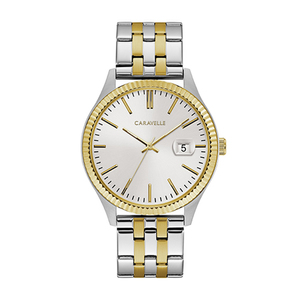 Mens Gold & Silver-Tone Stainless Steel Bracelet Watch White Dial