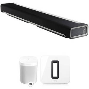 PLAYBAR Wireless Soundbar, Wireless Speaker Pair, and Wireless Subwoofer Kit (White)