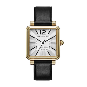 Ladies Vic Black Leather Strap Watch White Dial