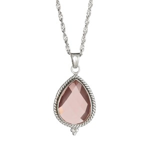 Ladies Sterling Silver Rose Quartz Pendant
