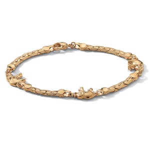 PalmBeach Jewelry Elephant Ankle Bracelet in Yellow Gold Tone 10"