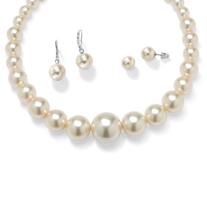 PalmBeach Jewelry 3 Piece Pearl Set in Silvertone