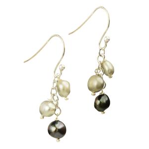 Lita Sterling Silver Silver Tone Pearl Triple Drop Earrings