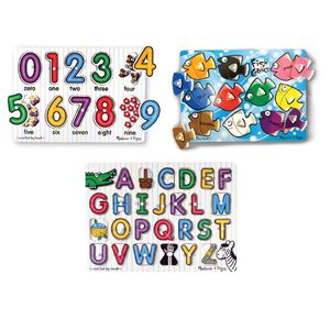 Melissa & Doug Classic Peg Puzzle Bundle (3 Puzzle Bundle)