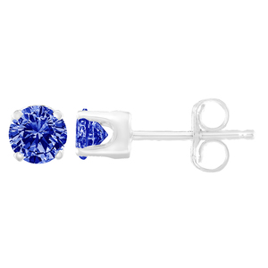 Sterling Silver 1/5ct TDW Treated Blue Round-Cut Diamond Studs (Blue, I2-I3)