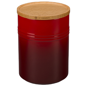 22oz Stoneware Storage Canister w/ Wood Lid Cherry