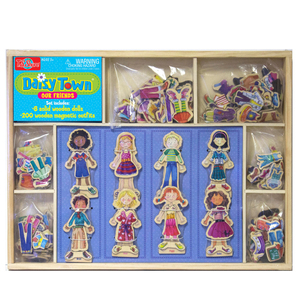 TS Shure Daisy Girls Our Town 8 Wooden Magnetic Dress Up Dolls in a Wood Box