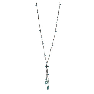 Lita Freshwater Pearl, Turquoise and Glass Bead Lariat Necklace