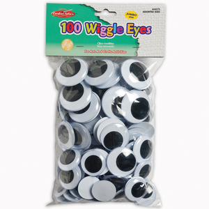 Charles Leonard, Inc. Wiggle Eyes - Jumbo-Round - Black - Asst. Sizes -Pack Of 100, Bundle Of 2