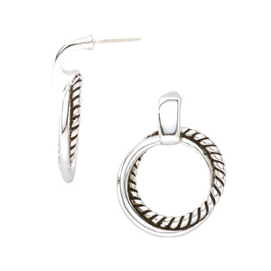 Silver Twisted Link Door Knocker Earrings