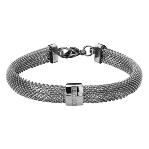 Inox Jewelry Women's Stainless Steel Polish Finish Cubic Zirconia Mesh Bracelet, 7.5&quot;
