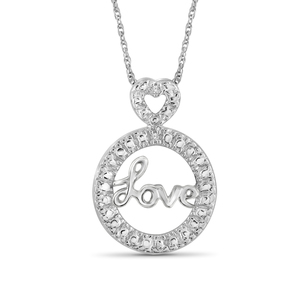 JewelonFire White Diamond Accent Sterling Silver Love Pendant