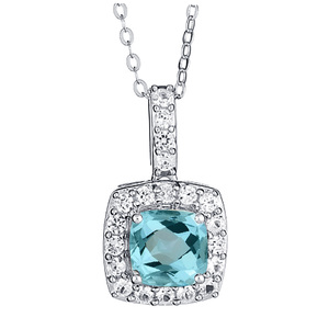 Created White Sapphire & Blue Topaz Pendant in Sterling Silver&#160;