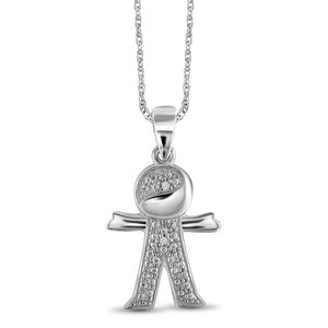 JewelonFire White Diamond Accent Sterling Silver Boy Pendant