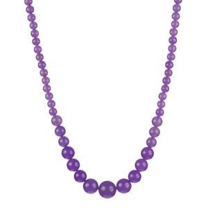 Dyed Purple Agate Bead  Graduated Sterling Silver Necklace