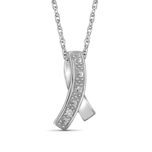 JewelonFire White Diamond Accent Sterling Silver Ribbon Pendant
