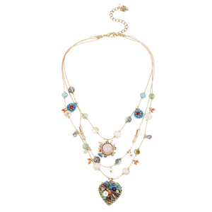 Gold-Tone Beaded Illusion Necklace