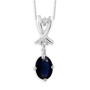 JewelonFire 1 Carat T.G.W. Sapphire And White Diamond Accent Sterling Silver Pendant
