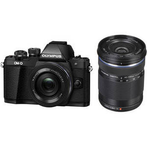 OM-D E-M10 Mark II Mirrorless Micro Four Thirds Digital Camera with 14-42mm EZ and 40-150mm Lenses Kit (Black)