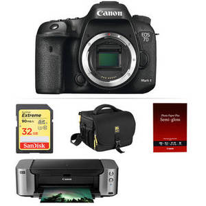 EOS 7D Mark II DSLR Camera with W-E1 Wi-Fi Adapter and PIXMA PRO-100 Printer Kit