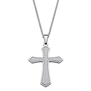 Stainless Steel Carbon Fiber Cross Necklace