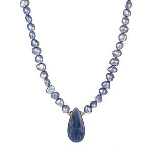 Freshwater Pearl and Kyanite Pendant Necklace