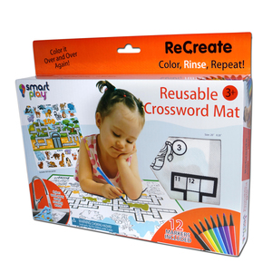 Smart Play ReCreate Large Reusable Coloring and Crossword At the Zoo Puzzle Mat