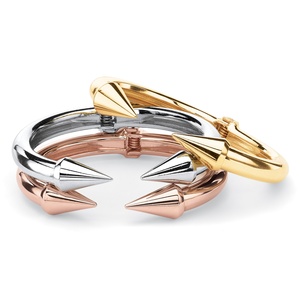 PalmBeach Jewelry Open Arrow 3-Piece Set of Cuff Bracelets in Gold Tone, Silvertone and Rose Gold Tone 8"