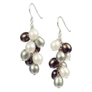 Multi Tonal Grey Pearl With Sterling Silver Earrings
