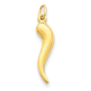 14k Yellow Gold Italian Horn Charm Pendant - Measures 24x5mm