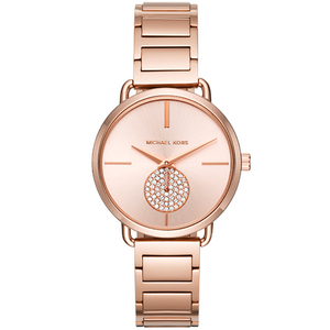 Ladies Portia Rose Gold Stainless Steel Watch RG Dial w/ Crystal Subdial