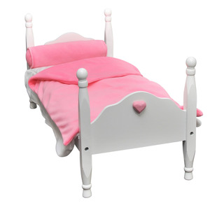 The Queen's Treasures American Style White Single Stackable Doll Bed & Bedding fits 18 Inch Girl  Doll Furniture