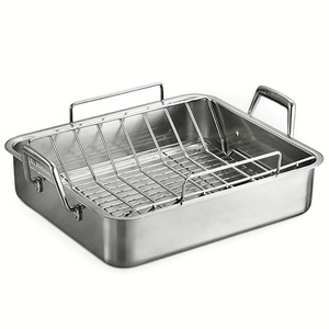 Gourmet Prima 16.5" Roasting Pan w/ Grill & V-Rack