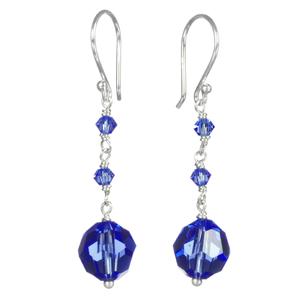 Swarovski Elements Sapphire Colored Drop With Sterling Silver Earrings