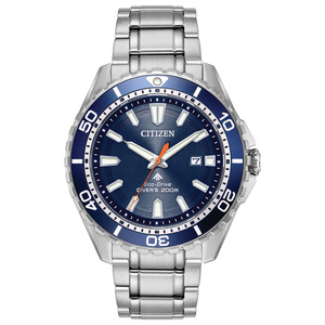 Mens Promaster Diver Eco-Drive Silver Stainless Steel Watch Blue Dial