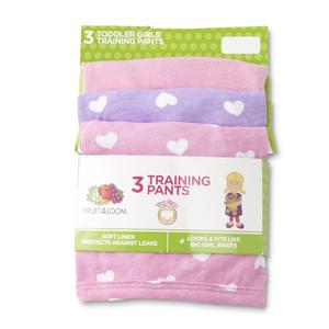 Fruit of the Loom Toddler Girls' 3-Pack Training Briefs - Hearts & Solid
