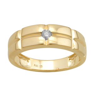 0.10 Cttw Diamond Ring in Yellow Plated Sterling Silver - Size 7 Only