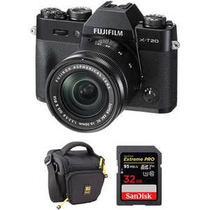 X-T20 Mirrorless Digital Camera with 16-50mm Lens and Free Accessories Kit (Black)
