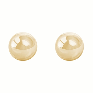 14K Yellow Gold 10mm High Polish Ball Stud Earrings