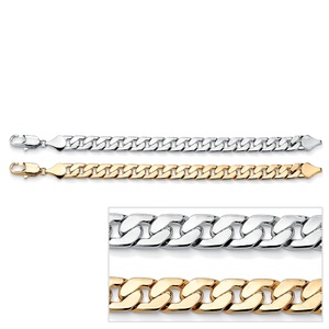 PalmBeach Jewelry Men's 2 Piece Curb Link Bracelet Set in Yellow Gold Tone and Silvertone 9"