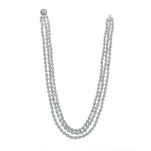 Dyed Silver Gray Color Genuine Rice Shape Freshwater Pearl Knotted Sterling Silver 17" ~ 19" Necklace